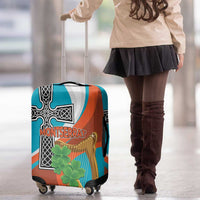 Montserrat Luggage Cover Gold Harp And Black Cross - Wonder Print Shop