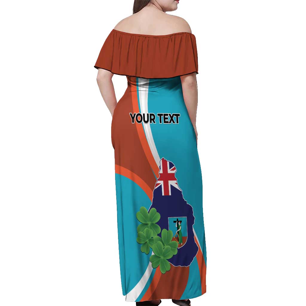 Personalised Montserrat Off Shoulder Maxi Dress Gold Harp And Black Cross - Wonder Print Shop