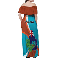 Personalised Montserrat Off Shoulder Maxi Dress Gold Harp And Black Cross - Wonder Print Shop