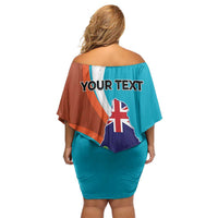 Personalised Montserrat Off Shoulder Short Dress Gold Harp And Black Cross - Wonder Print Shop