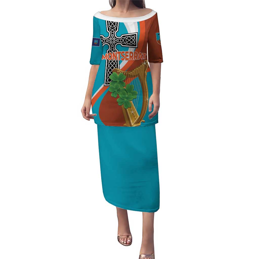 Personalised Montserrat Puletasi Gold Harp And Black Cross - Wonder Print Shop