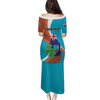 Personalised Montserrat Puletasi Gold Harp And Black Cross - Wonder Print Shop