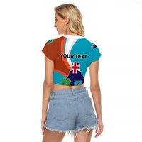 Personalised Montserrat Raglan Cropped T Shirt Gold Harp And Black Cross - Wonder Print Shop