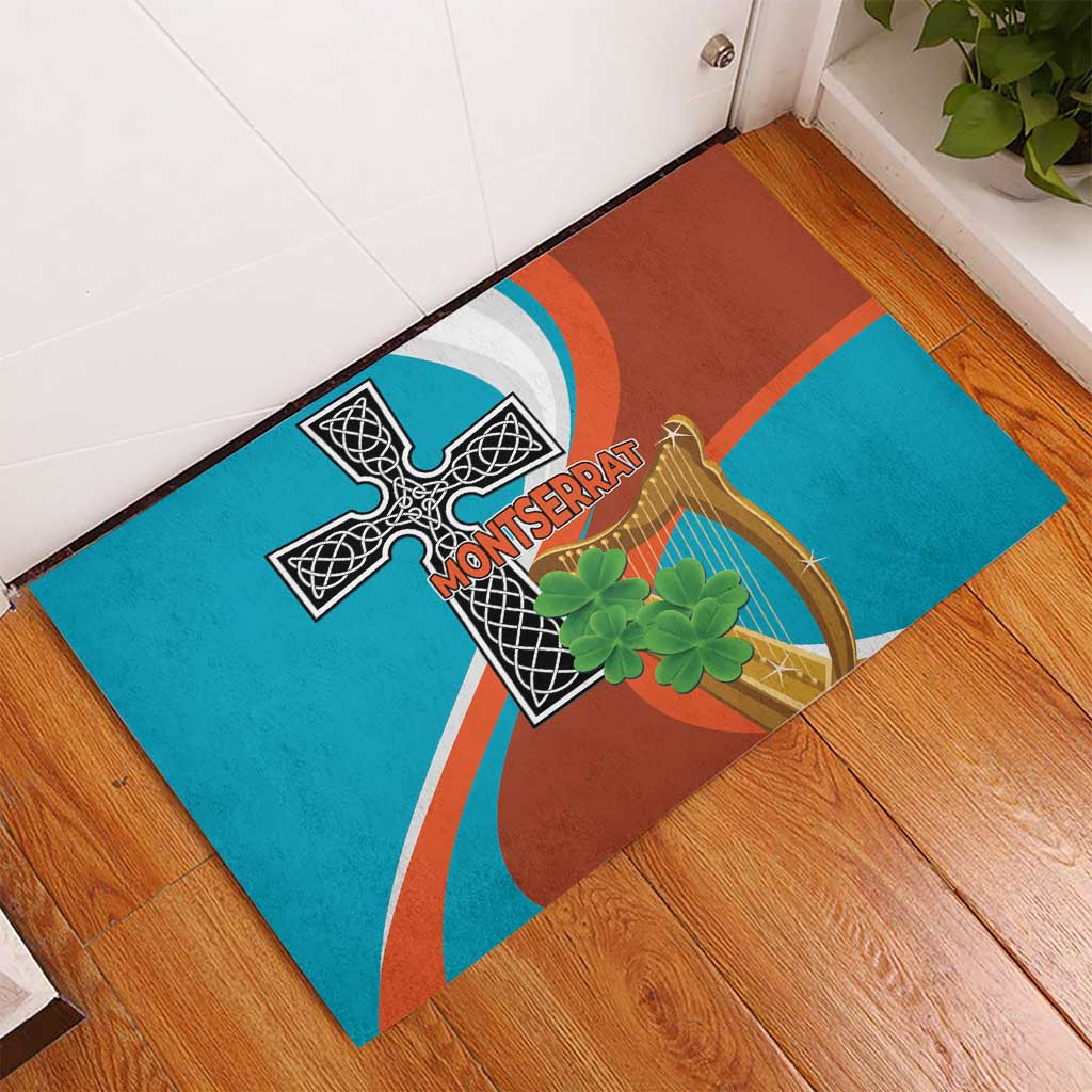 Montserrat Rubber Doormat Gold Harp And Black Cross - Wonder Print Shop