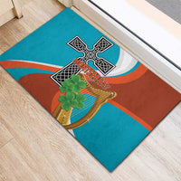 Montserrat Rubber Doormat Gold Harp And Black Cross - Wonder Print Shop