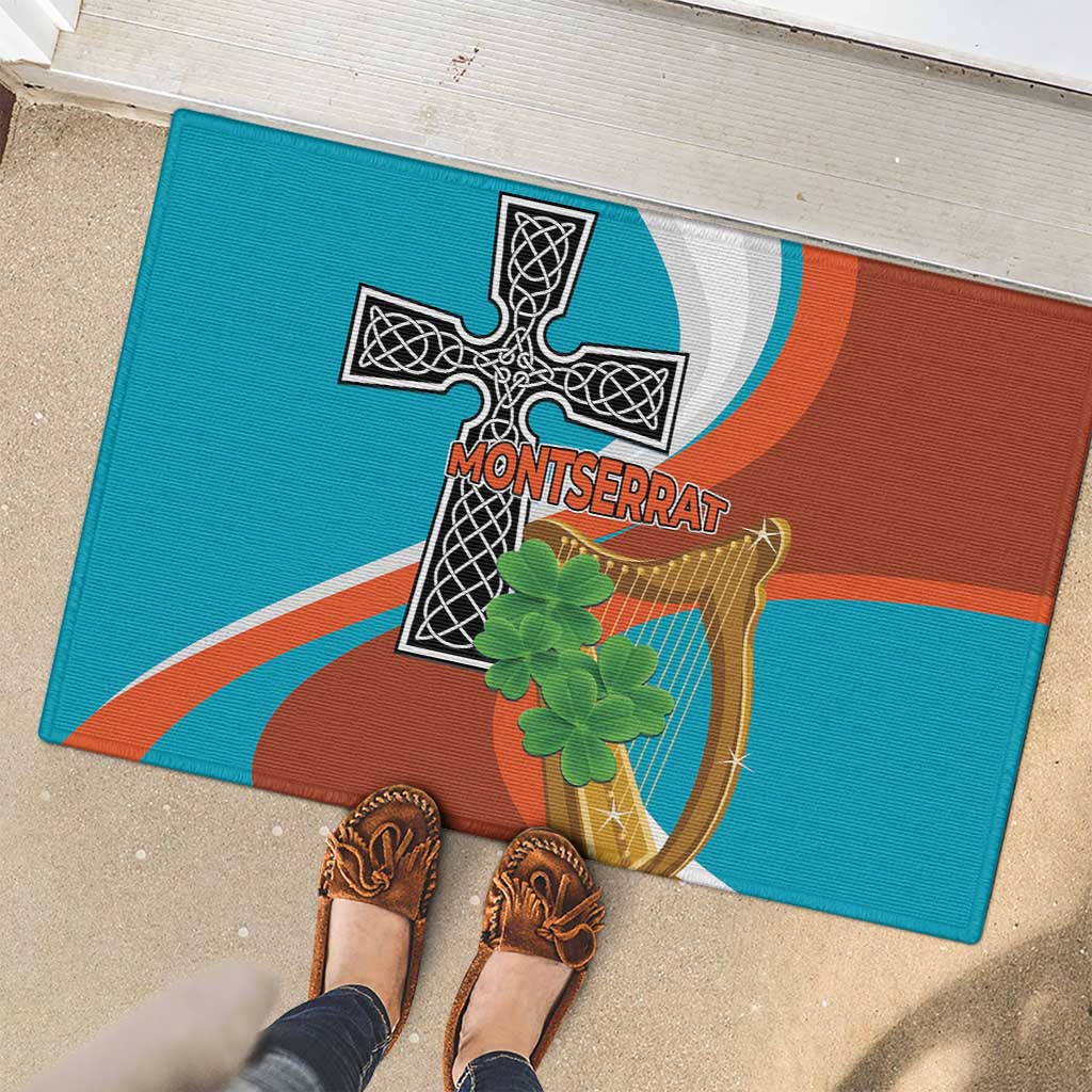 Montserrat Rubber Doormat Gold Harp And Black Cross - Wonder Print Shop