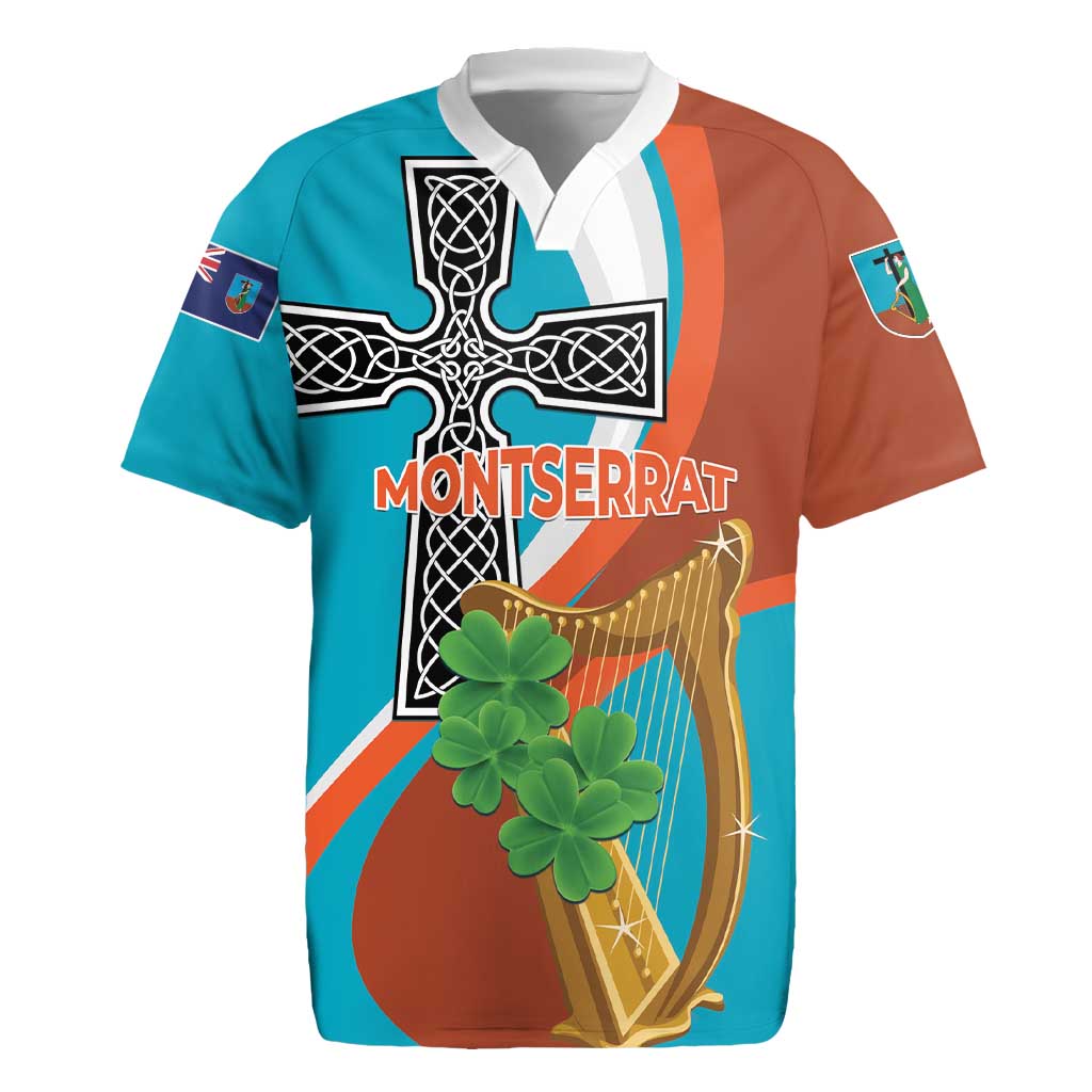 Personalised Montserrat Rugby Jersey Gold Harp And Black Cross - Wonder Print Shop