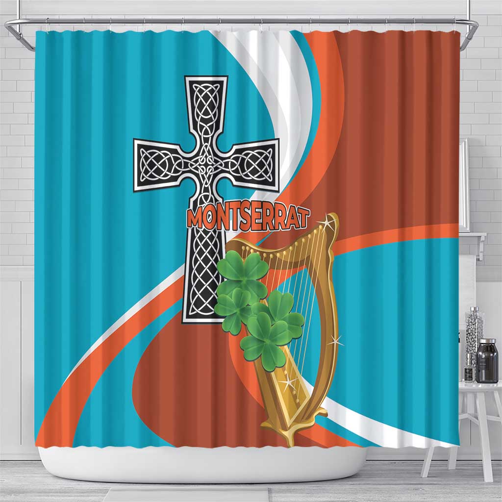 Montserrat Shower Curtain Gold Harp And Black Cross - Wonder Print Shop