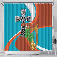 Montserrat Shower Curtain Gold Harp And Black Cross - Wonder Print Shop