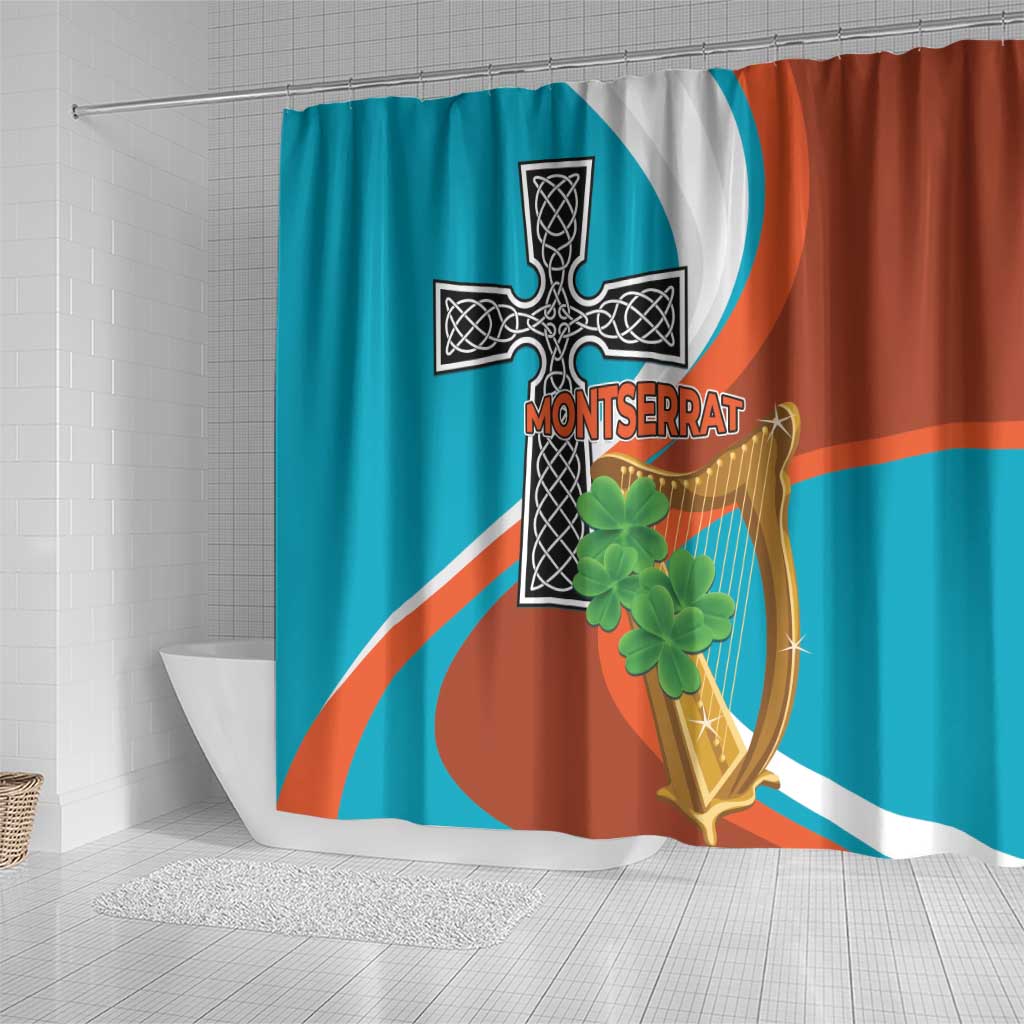 Montserrat Shower Curtain Gold Harp And Black Cross - Wonder Print Shop