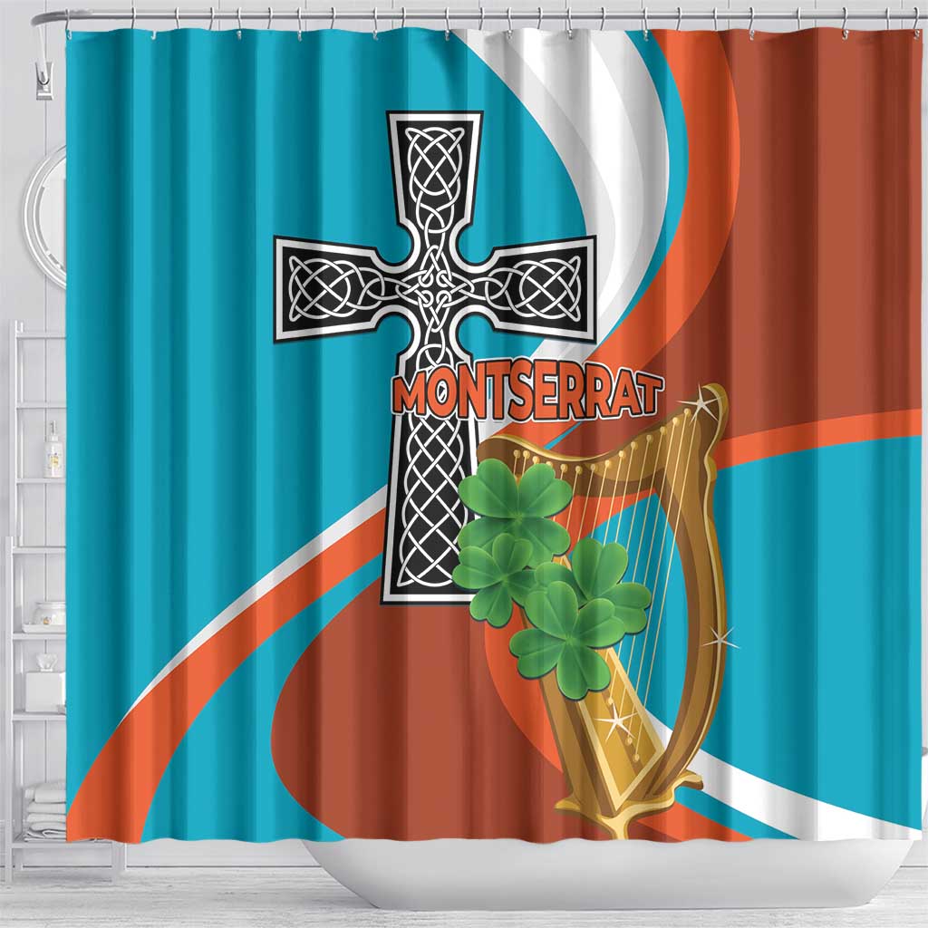 Montserrat Shower Curtain Gold Harp And Black Cross - Wonder Print Shop