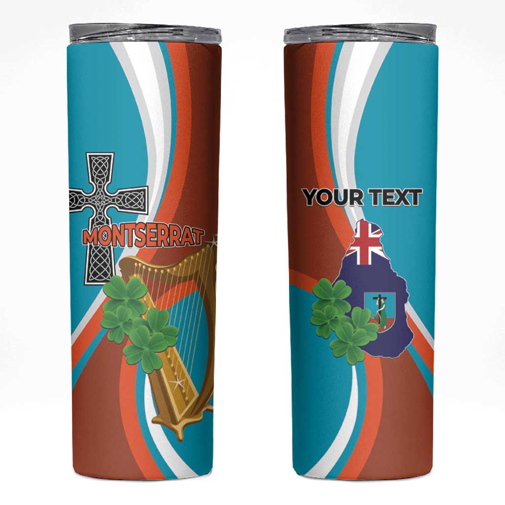 Personalised Montserrat Skinny Tumbler Gold Harp And Black Cross - Wonder Print Shop