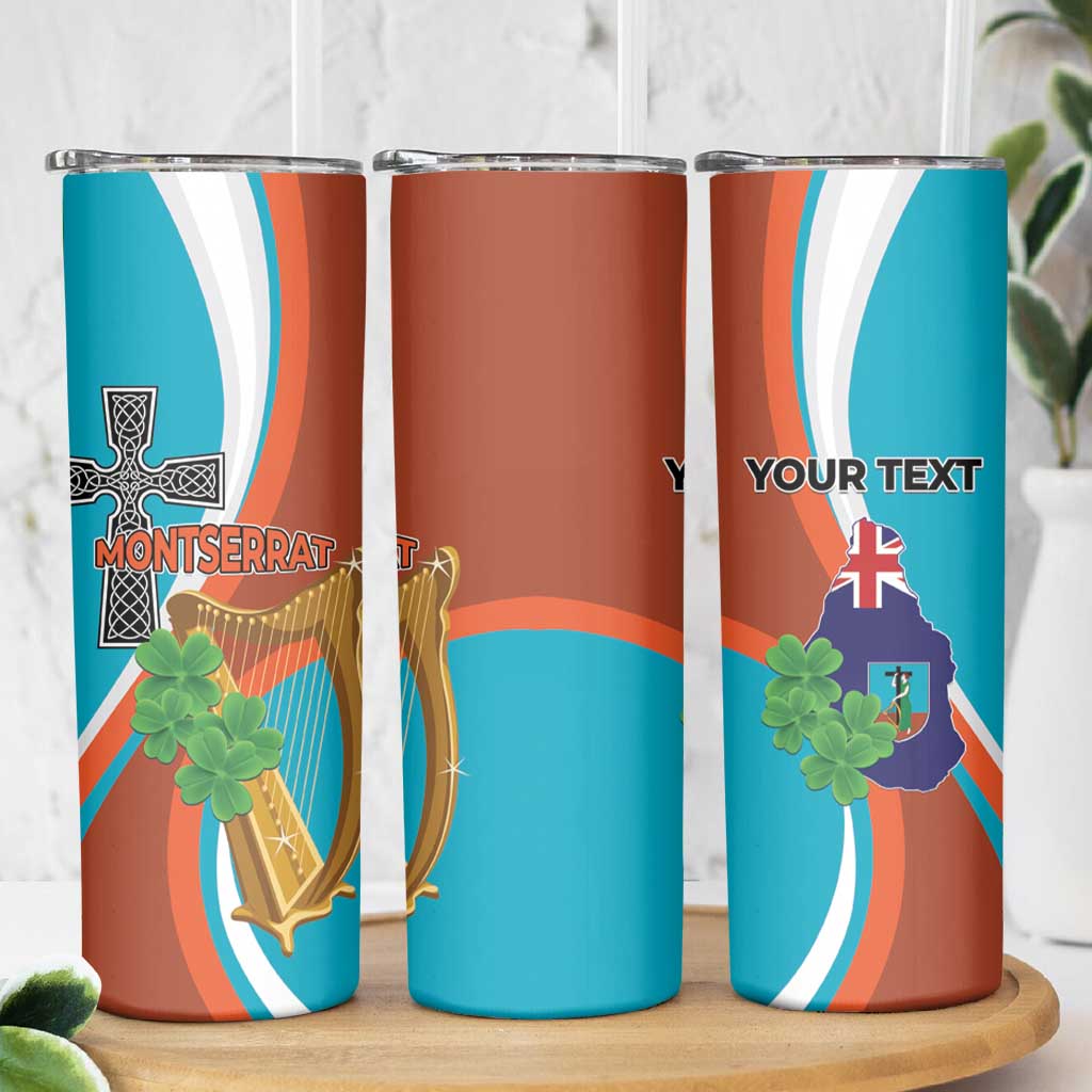 Personalised Montserrat Skinny Tumbler Gold Harp And Black Cross - Wonder Print Shop