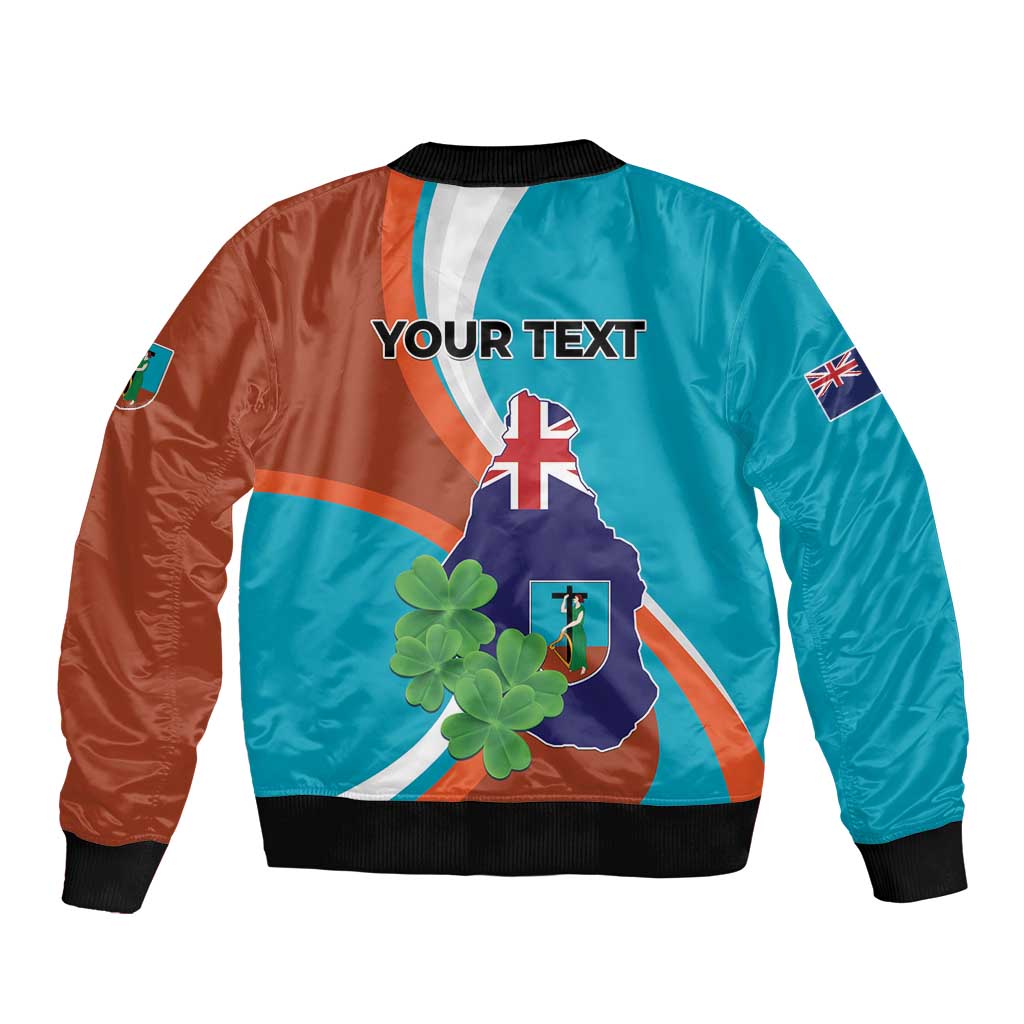 Personalised Montserrat Sleeve Zip Bomber Jacket Gold Harp And Black Cross - Wonder Print Shop