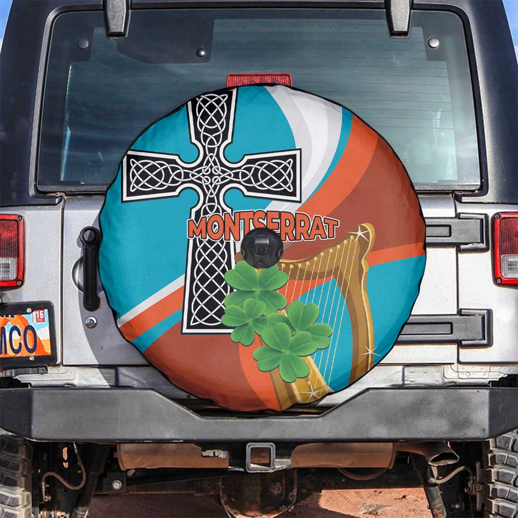 Montserrat Spare Tire Cover Gold Harp And Black Cross - Wonder Print Shop