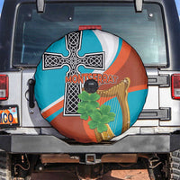 Montserrat Spare Tire Cover Gold Harp And Black Cross - Wonder Print Shop