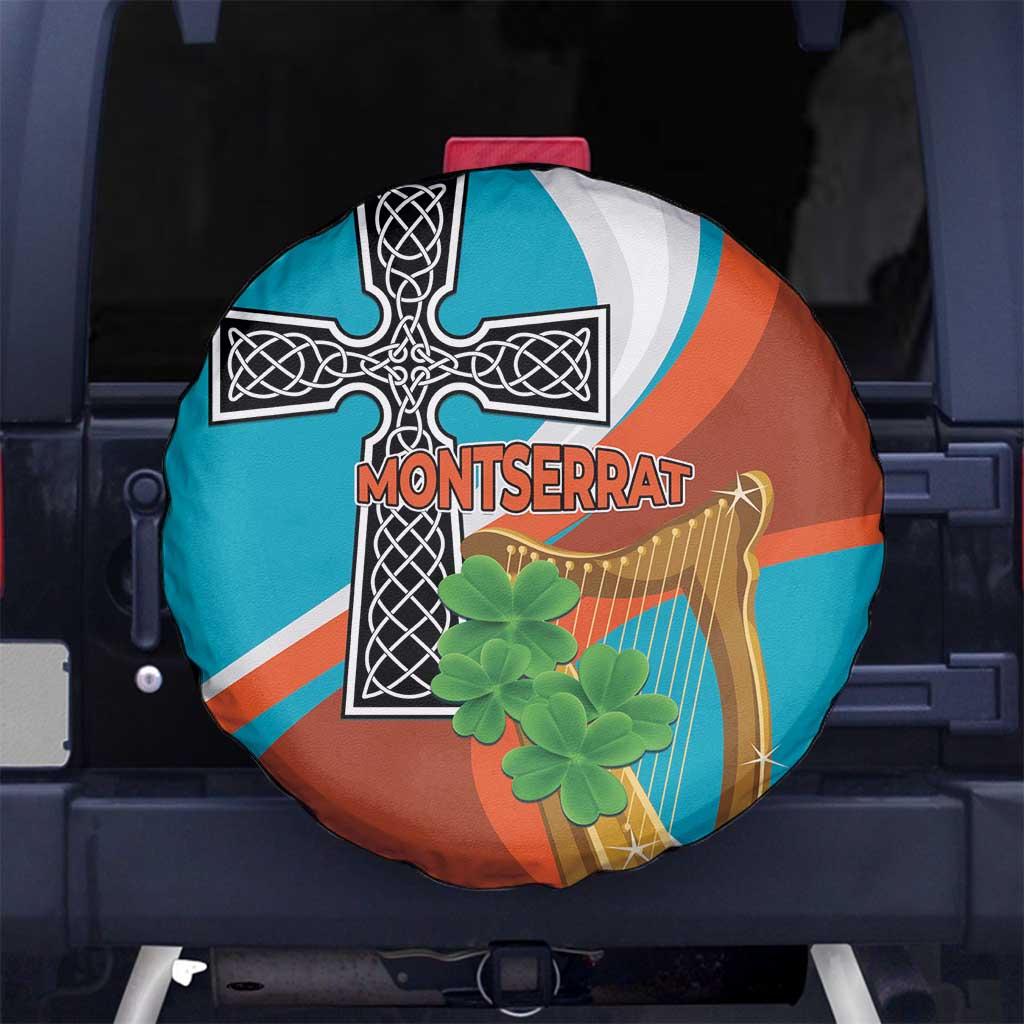 Montserrat Spare Tire Cover Gold Harp And Black Cross - Wonder Print Shop