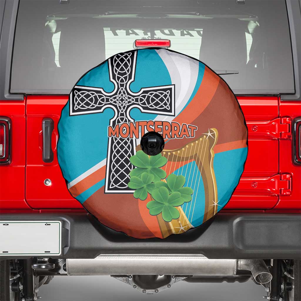 Montserrat Spare Tire Cover Gold Harp And Black Cross - Wonder Print Shop