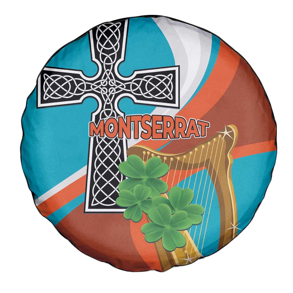 Montserrat Spare Tire Cover Gold Harp And Black Cross - Wonder Print Shop