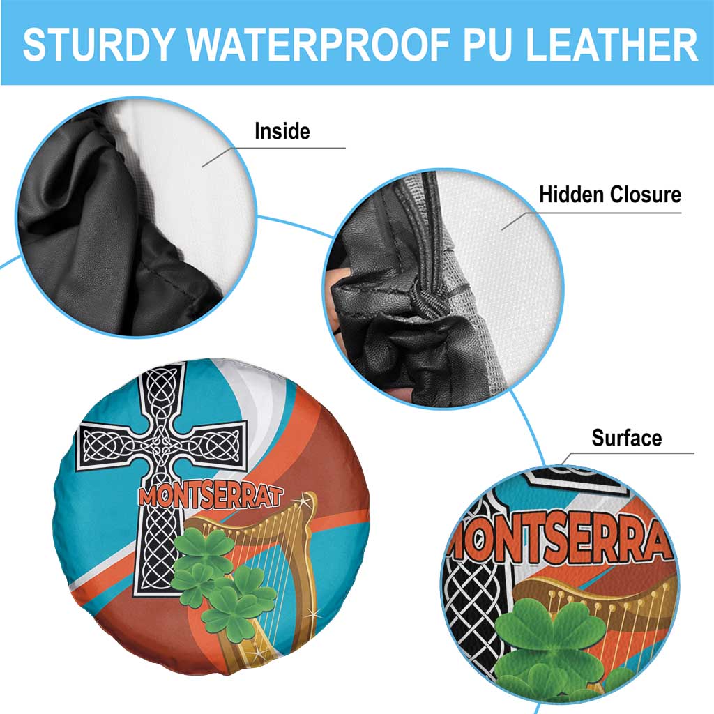 Montserrat Spare Tire Cover Gold Harp And Black Cross - Wonder Print Shop