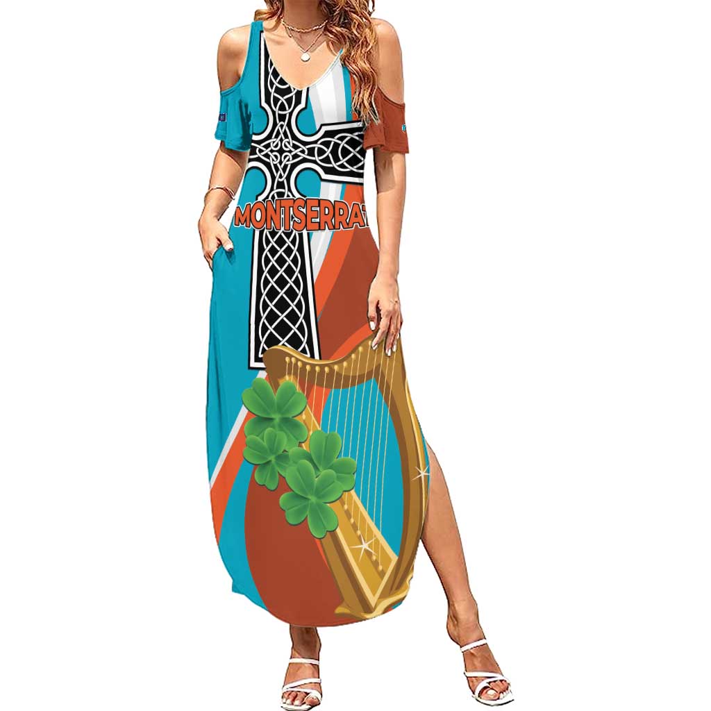 Personalised Montserrat Summer Maxi Dress Gold Harp And Black Cross - Wonder Print Shop