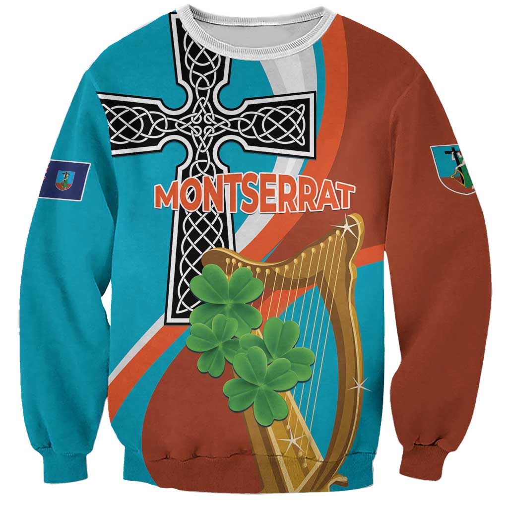 Personalised Montserrat Sweatshirt Gold Harp And Black Cross - Wonder Print Shop