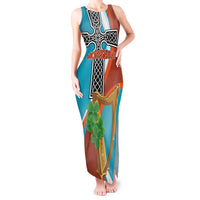 Personalised Montserrat Tank Maxi Dress Gold Harp And Black Cross - Wonder Print Shop