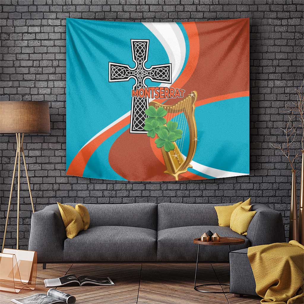 Montserrat Tapestry Gold Harp And Black Cross - Wonder Print Shop