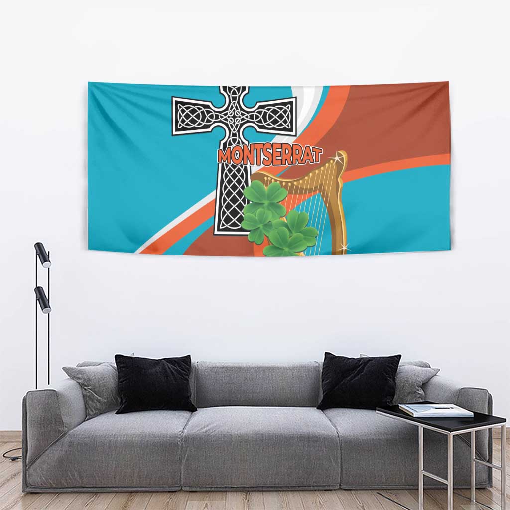 Montserrat Tapestry Gold Harp And Black Cross - Wonder Print Shop