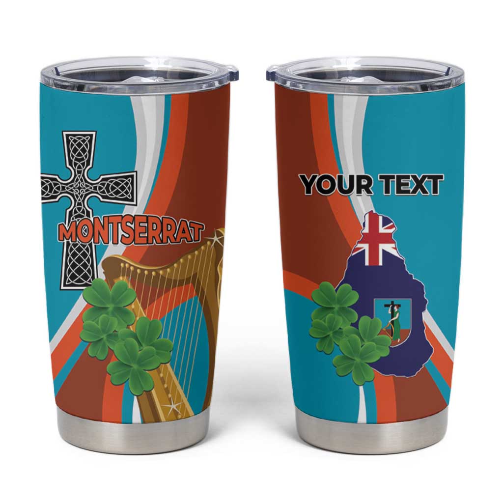 Personalised Montserrat Tumbler Cup Gold Harp And Black Cross - Wonder Print Shop