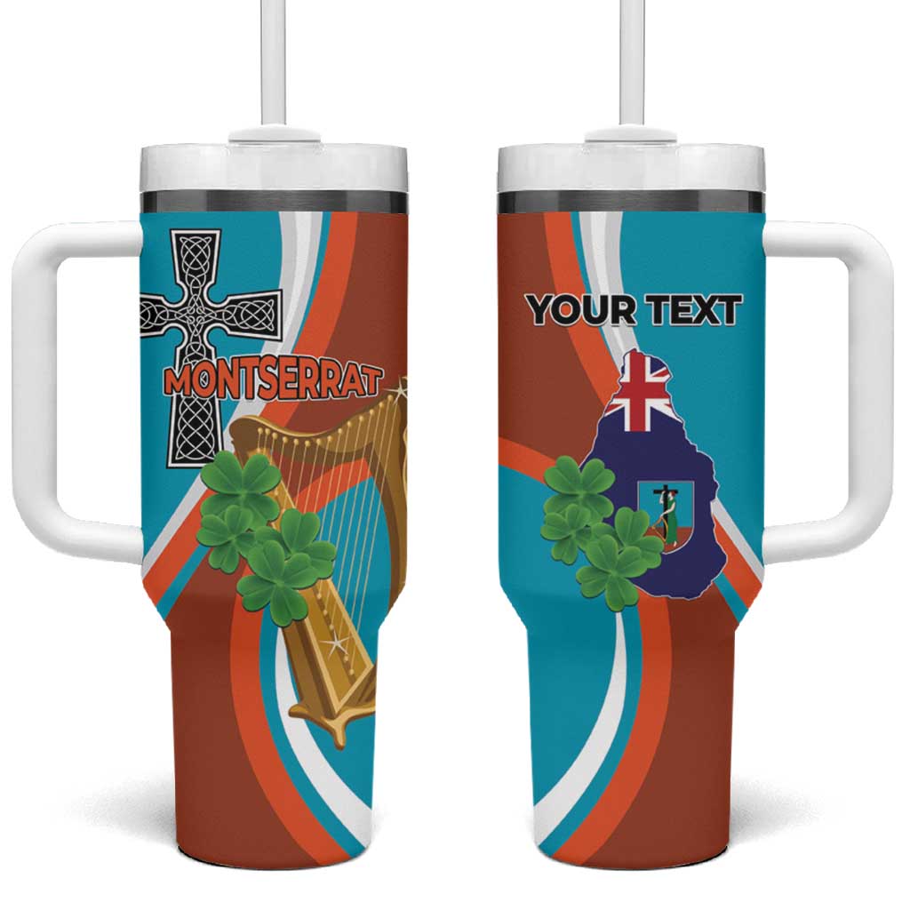 Personalised Montserrat Tumbler With Handle Gold Harp And Black Cross - Wonder Print Shop