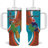 Personalised Montserrat Tumbler With Handle Gold Harp And Black Cross - Wonder Print Shop