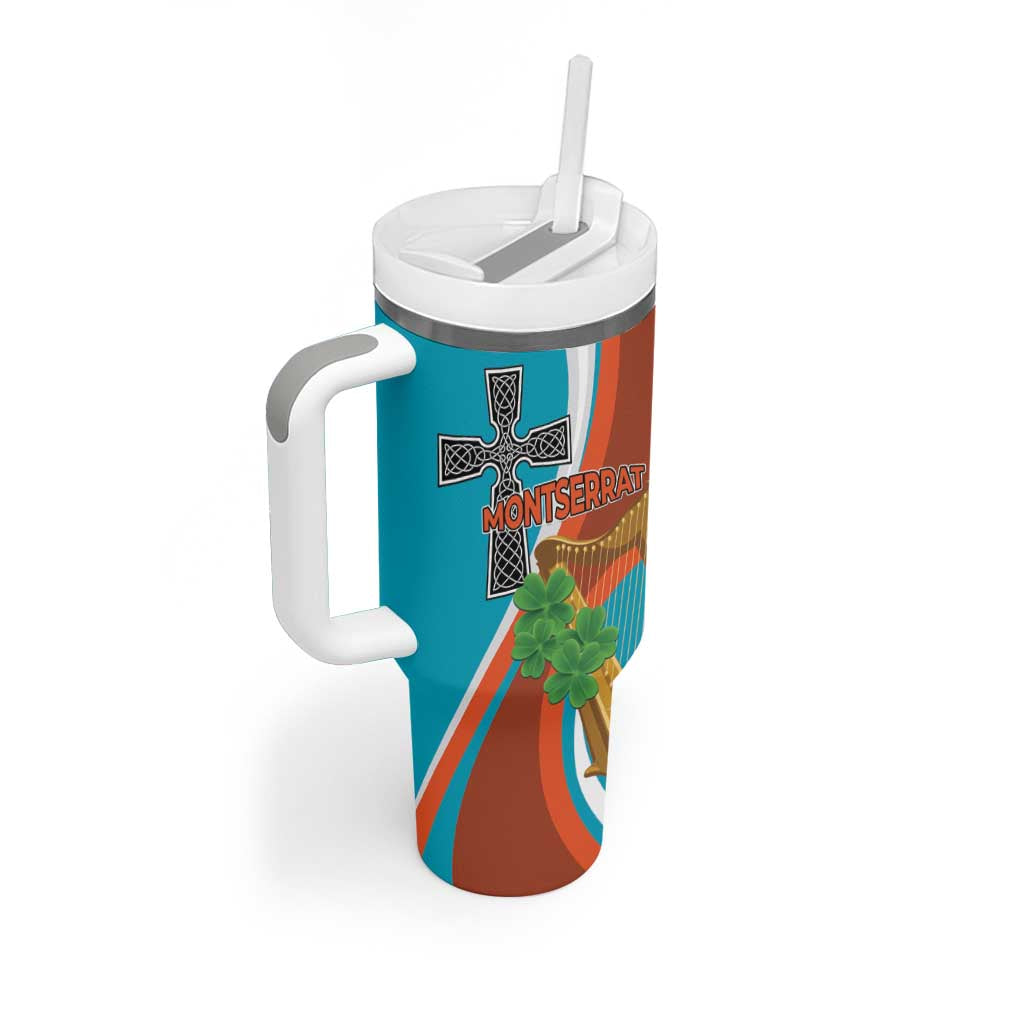 Personalised Montserrat Tumbler With Handle Gold Harp And Black Cross - Wonder Print Shop