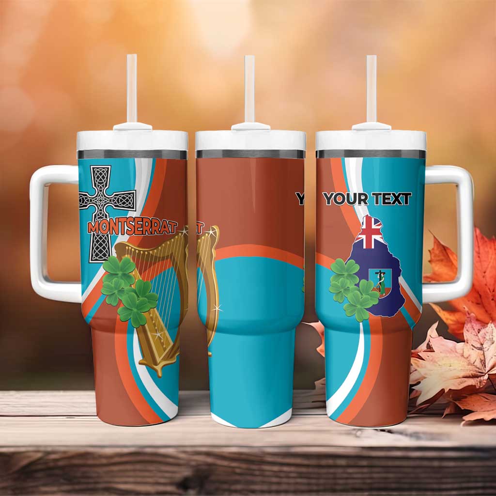 Personalised Montserrat Tumbler With Handle Gold Harp And Black Cross - Wonder Print Shop