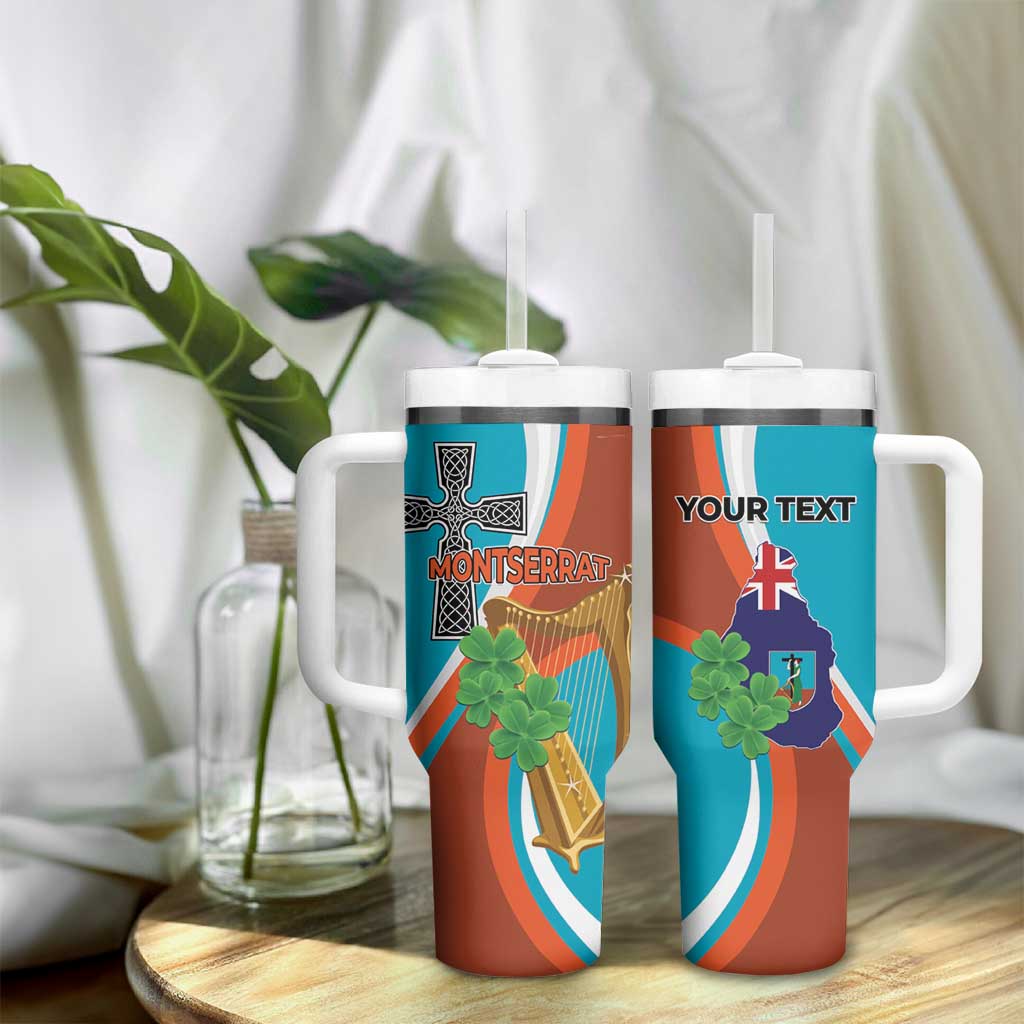 Personalised Montserrat Tumbler With Handle Gold Harp And Black Cross - Wonder Print Shop