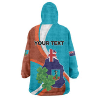 Personalised Montserrat Wearable Blanket Hoodie Gold Harp And Black Cross - Wonder Print Shop