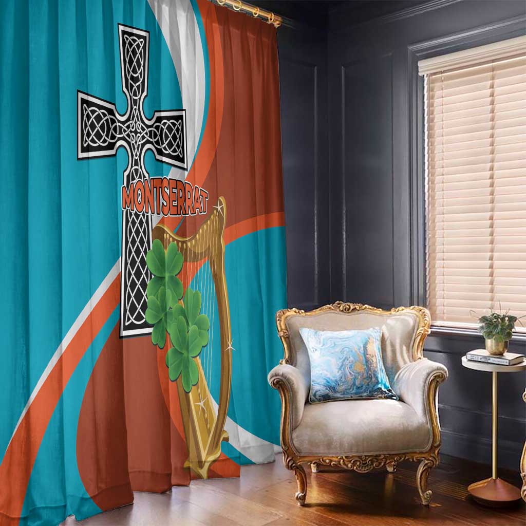 Montserrat Window Curtain Gold Harp And Black Cross - Wonder Print Shop