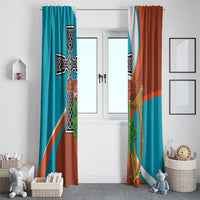 Montserrat Window Curtain Gold Harp And Black Cross - Wonder Print Shop