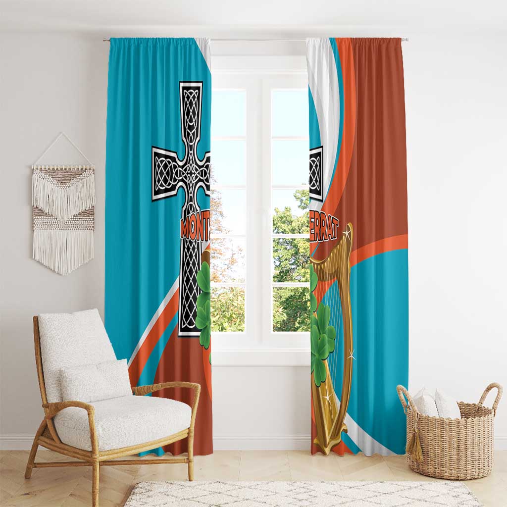 Montserrat Window Curtain Gold Harp And Black Cross - Wonder Print Shop
