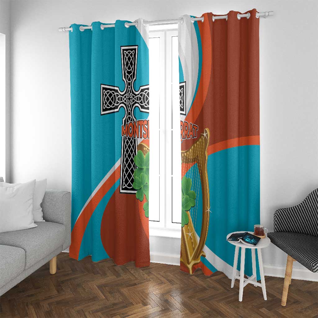 Montserrat Window Curtain Gold Harp And Black Cross - Wonder Print Shop