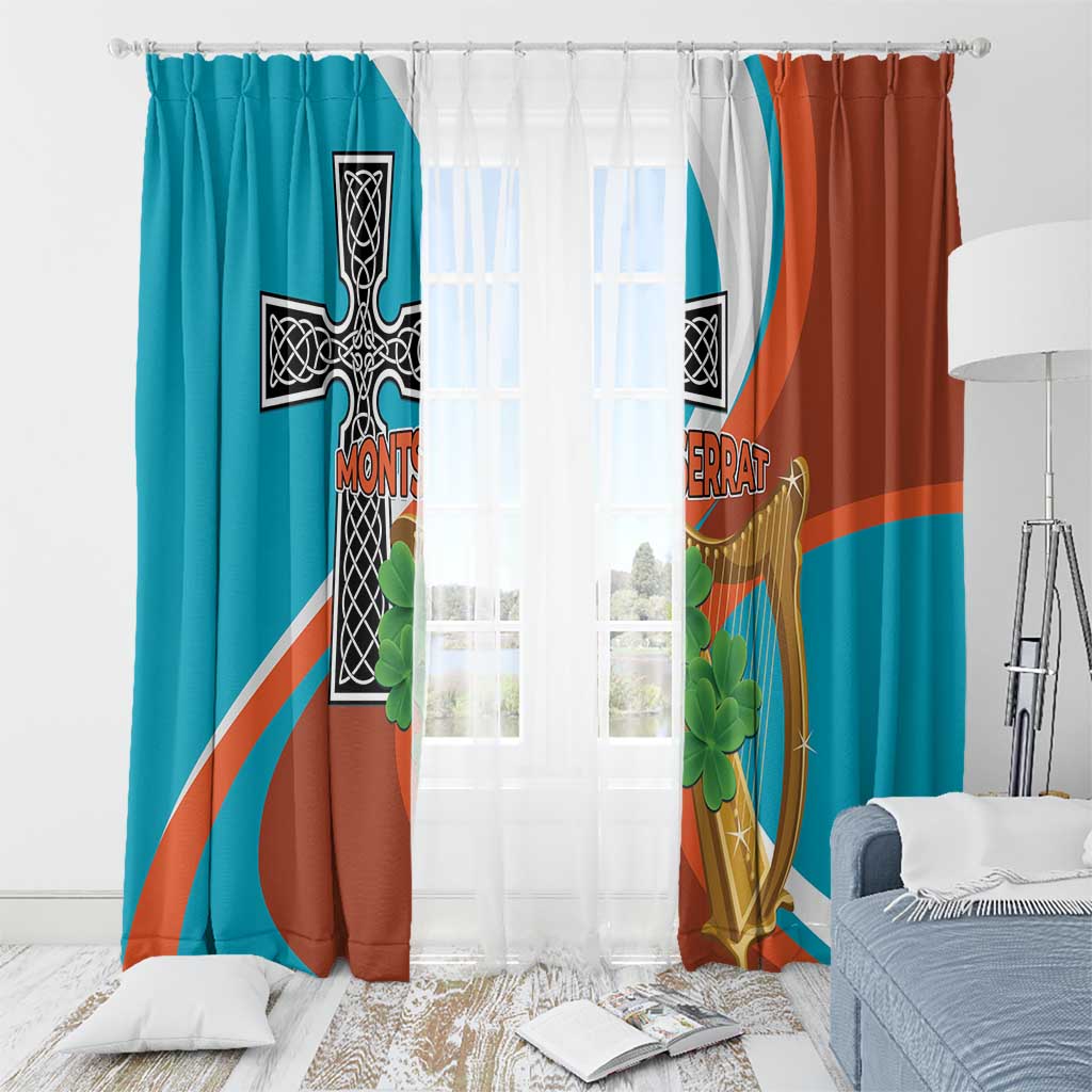 Montserrat Window Curtain Gold Harp And Black Cross - Wonder Print Shop