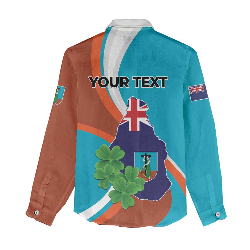 Personalised Montserrat Women Casual Shirt Gold Harp And Black Cross - Wonder Print Shop