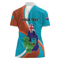 Personalised Montserrat Women Polo Shirt Gold Harp And Black Cross - Wonder Print Shop