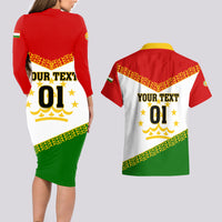 Tajikistan Football Couples Matching Long Sleeve Bodycon Dress and Hawaiian Shirt Come On Tadzhikistan - Wonder Print Shop