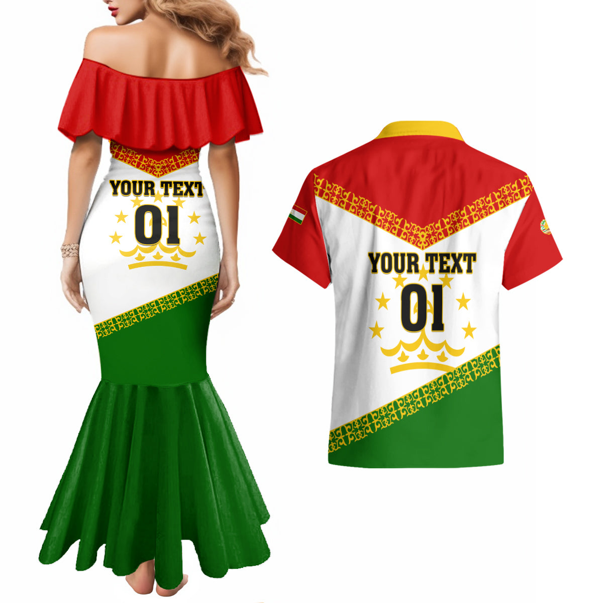 Tajikistan Football Couples Matching Mermaid Dress and Hawaiian Shirt Come On Tadzhikistan - Wonder Print Shop