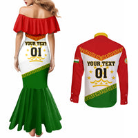 Tajikistan Football Couples Matching Mermaid Dress and Long Sleeve Button Shirt Come On Tadzhikistan