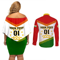 Tajikistan Football Couples Matching Off Shoulder Short Dress and Long Sleeve Button Shirt Come On Tadzhikistan - Wonder Print Shop