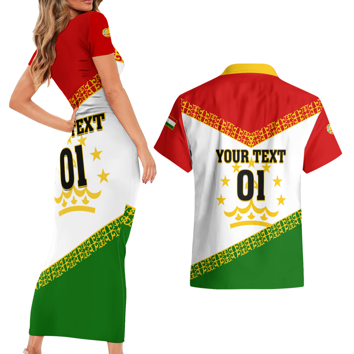 Tajikistan Football Couples Matching Short Sleeve Bodycon Dress and Hawaiian Shirt Come On Tadzhikistan - Wonder Print Shop