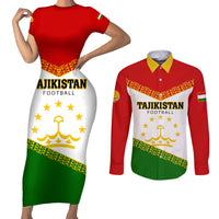 Tajikistan Football Couples Matching Short Sleeve Bodycon Dress and Long Sleeve Button Shirt Come On Tadzhikistan - Wonder Print Shop