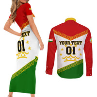 Tajikistan Football Couples Matching Short Sleeve Bodycon Dress and Long Sleeve Button Shirt Come On Tadzhikistan - Wonder Print Shop